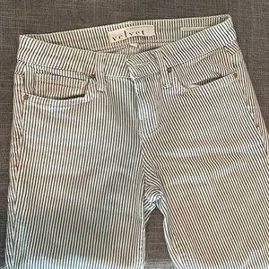 Blue and white pin strip jeans